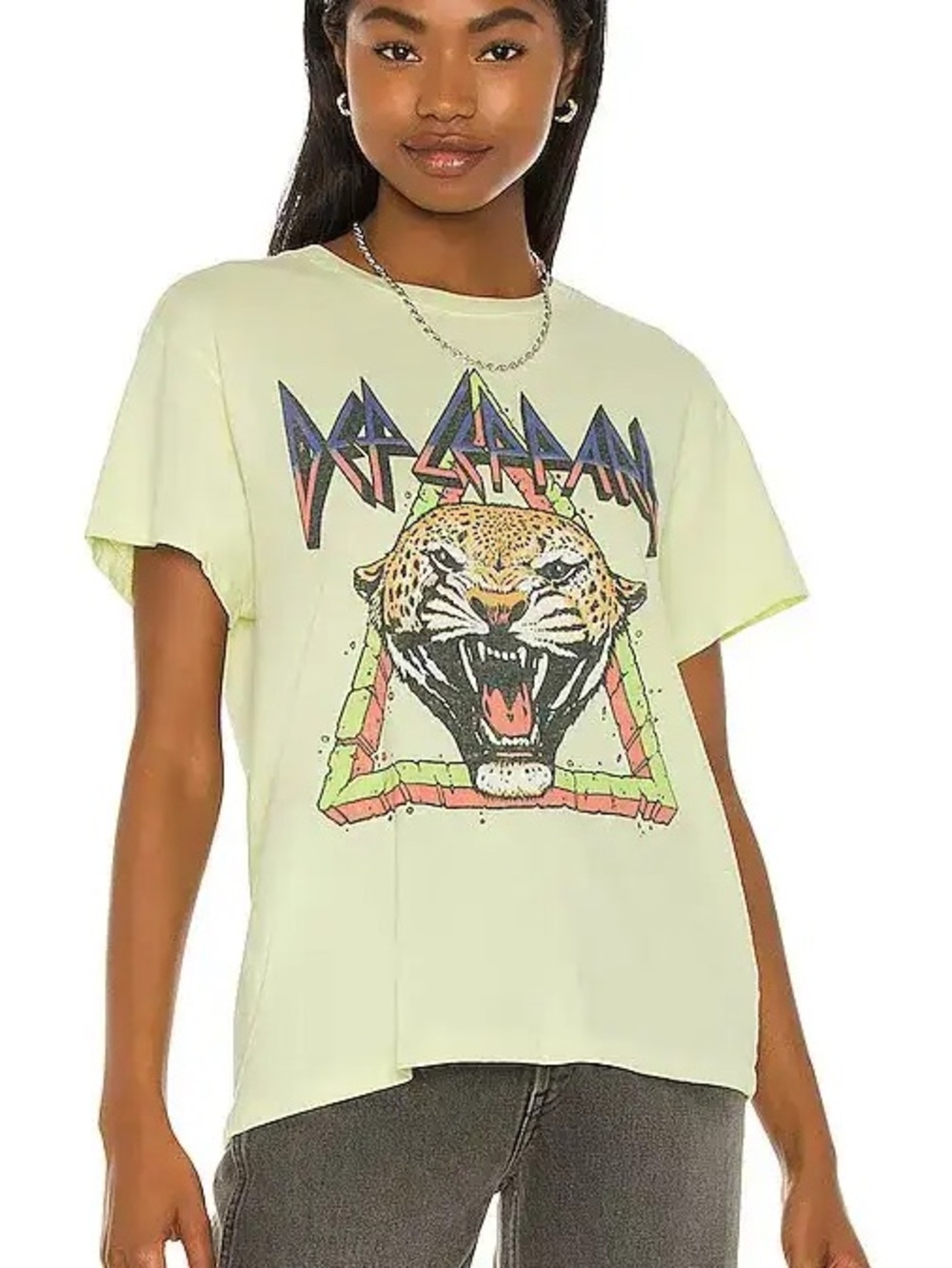 Daydreamer Def Leppard Rock Till You Drop Tour Tee in Yellow Lime Color Size S